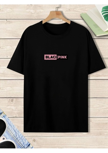 Siyah Black Pink Baskılı T-Shirt