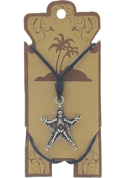 Unisex Koton Ip Askılı ve Gümüş Antik Kaplamalı Tribal Kolye