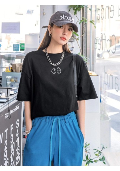 Minik 2 Penguen Baskılı Oversize T-Shirt Salaş Boyfirend fiyatları