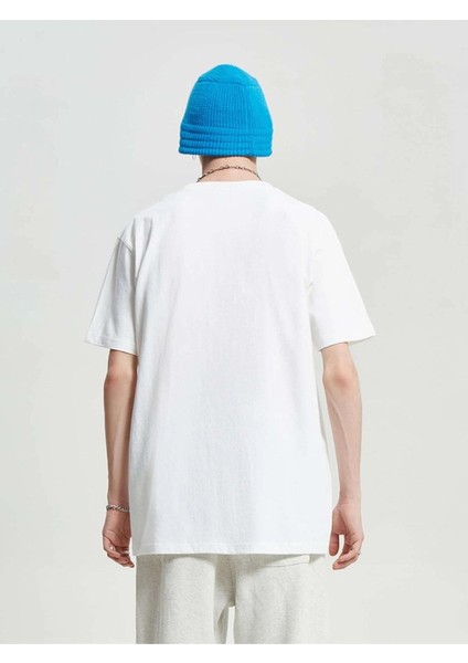 Unisex Beyaz Just Rick It Baskılı Oversize T-Shirt fiyatları