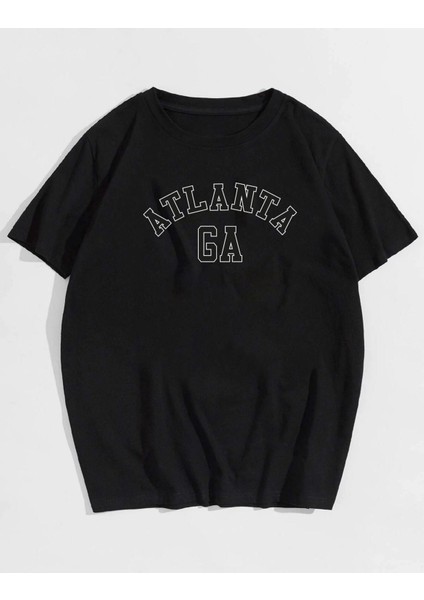 Unisex Atlanta G.a Baskılı Oversize T-Shirt