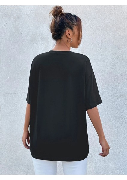 Siyah Oversize T-Shirt Nash Vılle Baskılı indirimleri