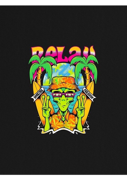 Siyah Oversize T-Shirt Paradise Baskılı modelleri