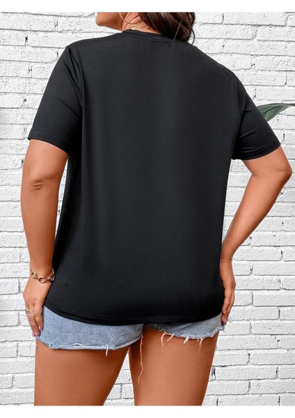 Siyah Oversize T-Shirt Love Baskılı modelleri