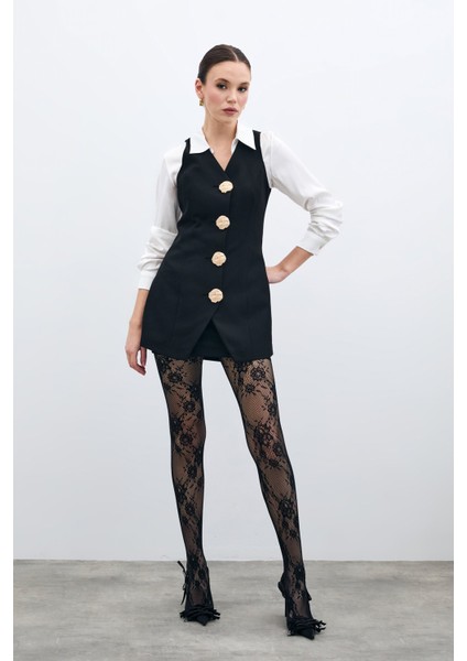 Gold Düğmeli Yelek - Siyah fiyatları