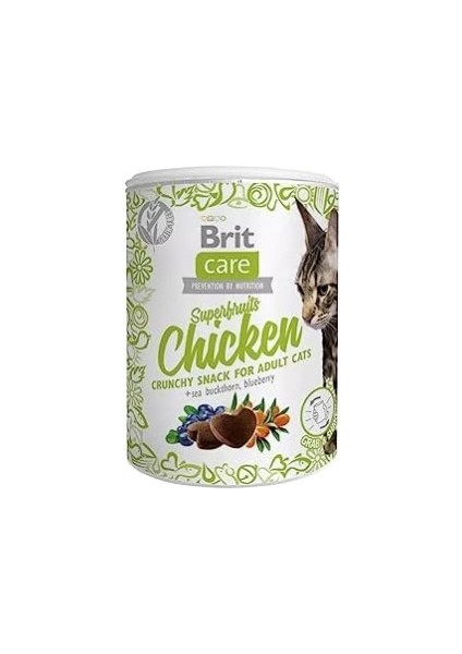 Superfruits Crunchy Snack, Süper Besinli (Deniz İğdesi ve Yabanmersini), Tahılsız, Tavuklu, Kıtır Kedi Ödülü, 100 gr