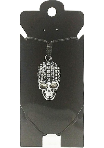 Unisex Kore Ip Askılı ve Krom Çelik Kaplamalı Tribal Kolye