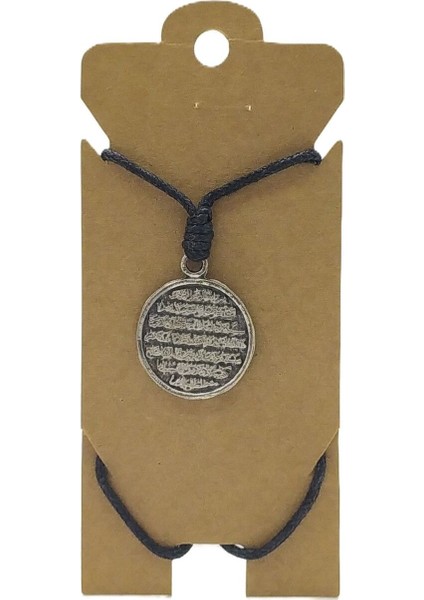 Unisex Koton Ip Askılı ve Gümüş Antik Kaplamalı Tribal Kolye