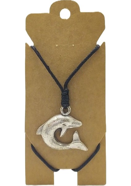 Unisex Koton Ip Askılı ve Gümüş Antik Kaplamalı Tribal Kolye