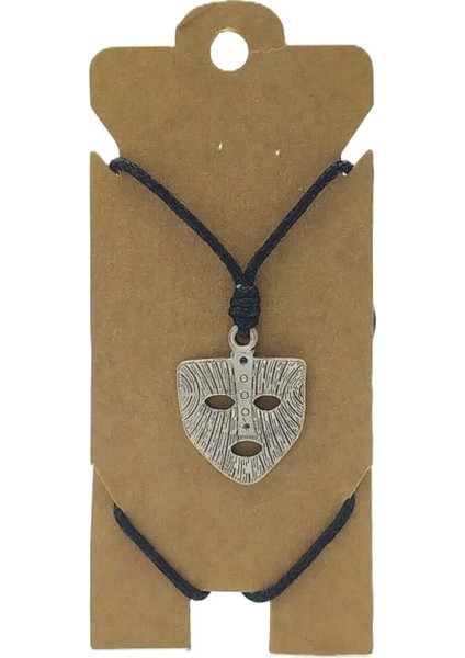 Unisex Koton Ip Askılı ve Gümüş Antik Kaplamalı Tribal Kolye