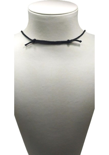 Unisex Koton Ip Askılı ve Gümüş Antik Kaplamalı Tribal Kolye