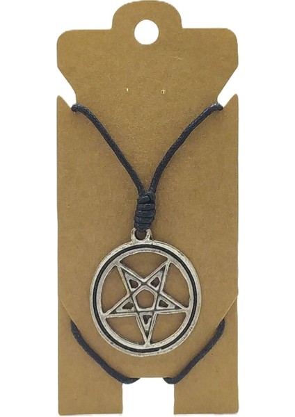 Unisex Koton Ip Askılı ve Gümüş Antik Kaplamalı Tribal Kolye