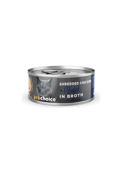 Prochoice Deluxe Shredded, Tahılsız, Hipoalerjenik, Tiftiklenmiş Tavuk Eti ve Midyeli Yaş Kedi Maması, 70 gr x 12 Adet