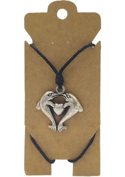 Unisex Koton Ip Askılı ve Gümüş Antik Kaplamalı Tribal Kolye