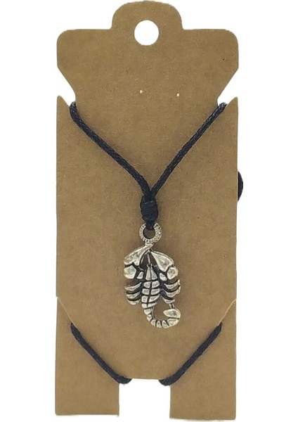 Unisex Koton Ip Askılı ve Gümüş Antik Kaplamalı Tribal Kolye