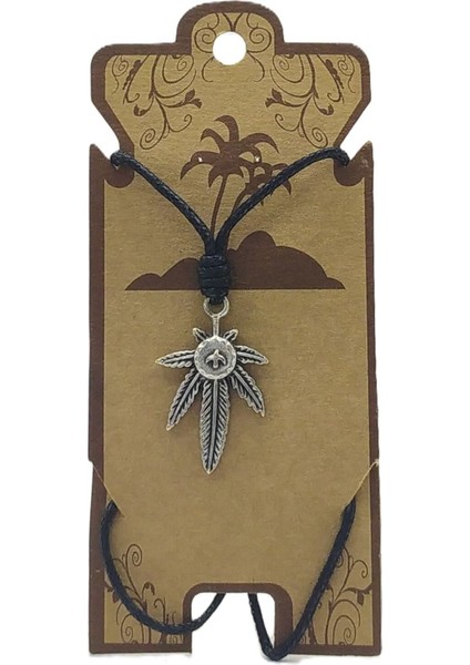 Unisex Koton Ip Askılı ve Gümüş Antik Kaplamalı Tribal Kolye