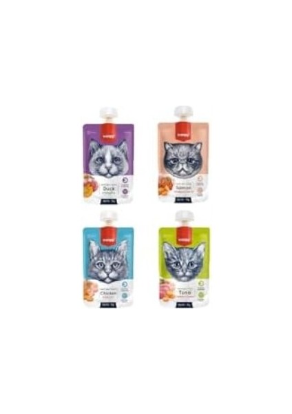 4 Çeşit Kedi Et Ezmesi (90gr x 4 Adet)