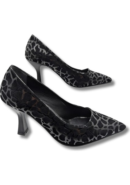 Stralende Kadın Leopar Desenli Stiletto - Stralende - Siyah - 37