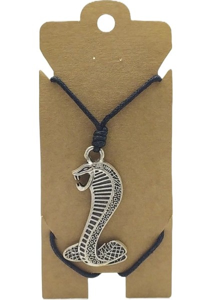 Unisex Koton Ip Askılı ve Gümüş Antik Kaplamalı Tribal Kolye