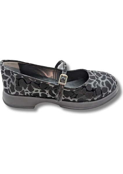 Allure - Şık ve Konforlu Kadın Leopar Desenli Babet - Allure - Siyah - 37