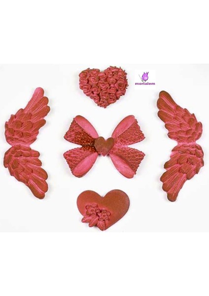 Pano Süsü Kanat Gül Kalp Silikon Kalıp K-394