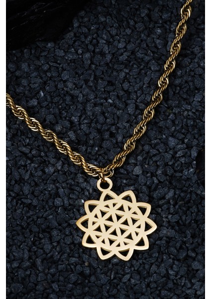 Kadın Çelik Yaşam Çiçeği Kolye Gold fiyatları