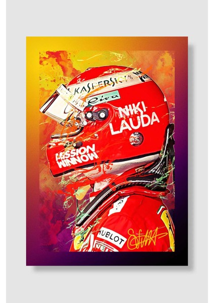 Sebastian Vettel Araba Poster Çerçevesiz Yüksek Kalite Araba Afiş Duvar Poster