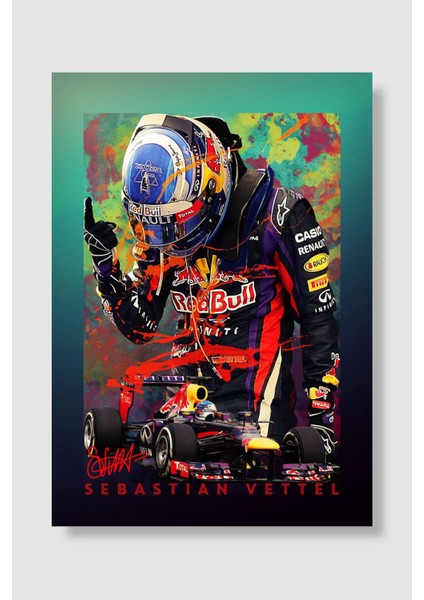 Sebastian Vettel Araba Poster Çerçevesiz Yüksek Kalite Araba Afiş Duvar Poster