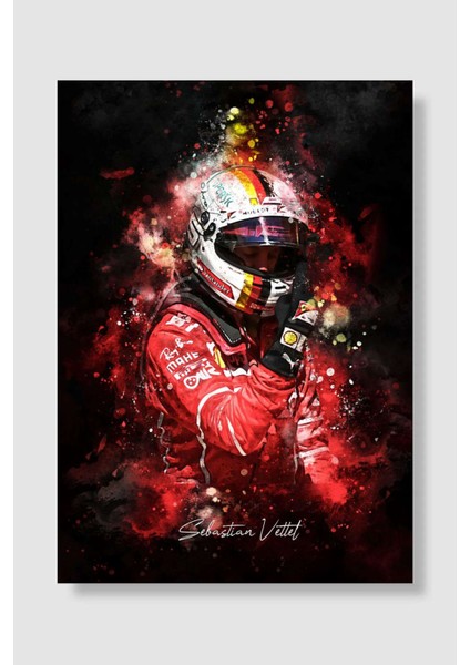 Sebastian Vettel Araba Poster Çerçevesiz Yüksek Kalite Araba Afiş Duvar Poster