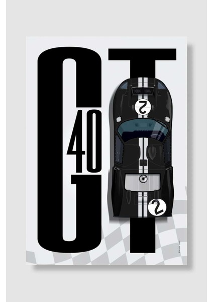 GT40 Black Top Tribute Araba Poster Çerçevesiz Yüksek Kalite Araba Afiş Duvar Poster