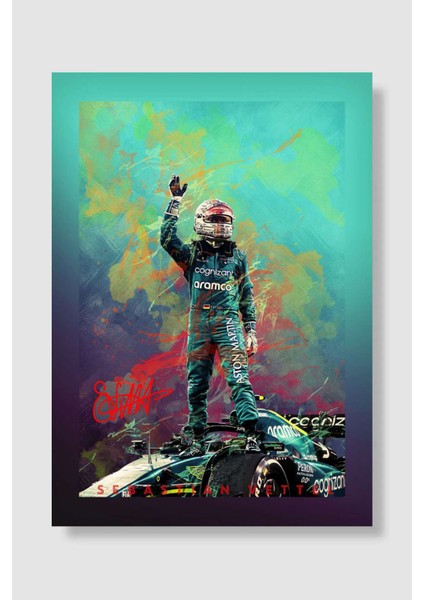 Sebastian Vettel Araba Poster Çerçevesiz Yüksek Kalite Araba Afiş Duvar Poster