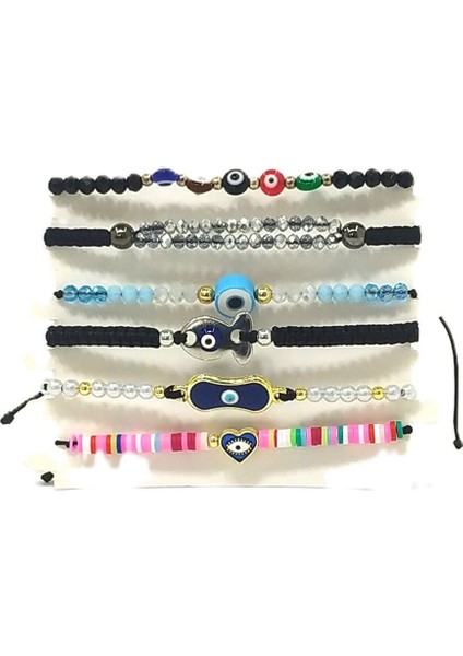 6’şarlı Ayarlanabilir Ipli Unisex Bijuteri Bileklik Seti