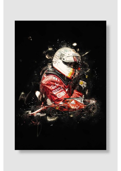 Sebastian Vettel Araba Poster Çerçevesiz Yüksek Kalite Araba Afiş Duvar Poster