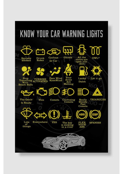 Your Car Dashboard Araba Poster Çerçevesiz Yüksek Kalite Araba Afiş Duvar Poster