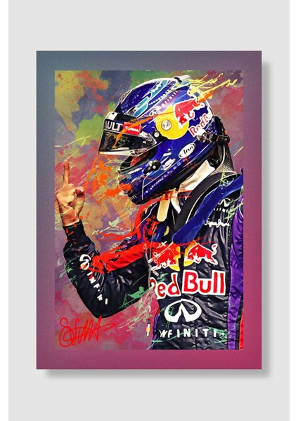 Sebastian Vettel Araba Poster Çerçevesiz Yüksek Kalite Araba Afiş Duvar Poster