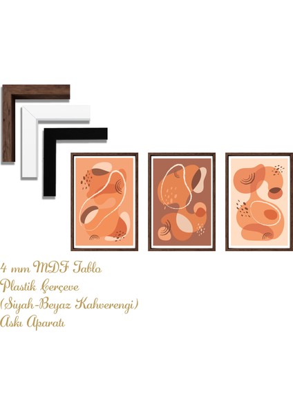 Bohem Tarz Mdf Plastik Çerçeveli 3'lu Dekoratif Tablo 58 fırsatları