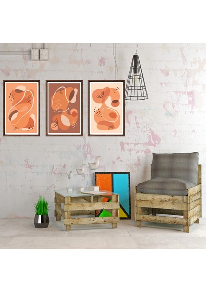 Bohem Tarz Mdf Plastik Çerçeveli 3'lu Dekoratif Tablo 58 indirimleri