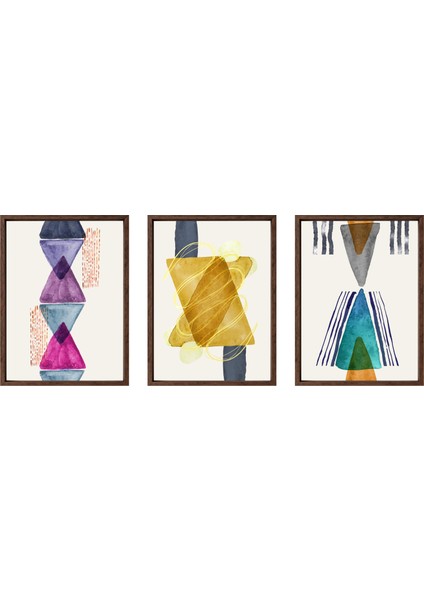 Bohem Tarz Mdf Plastik Çerçeveli 3'lu Dekoratif Tablo 26 modelleri