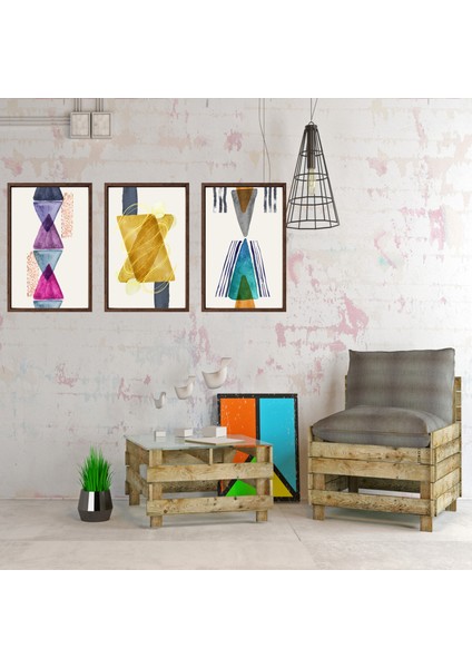 Bohem Tarz Mdf Plastik Çerçeveli 3'lu Dekoratif Tablo 26 indirimleri