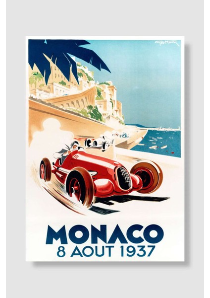 1937 Monaco Araba Poster Çerçevesiz Yüksek Kalite Araba Afiş Duvar Poster