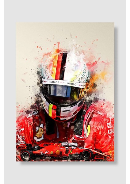 Sebastian Vettel Araba Poster Çerçevesiz Yüksek Kalite Araba Afiş Duvar Poster