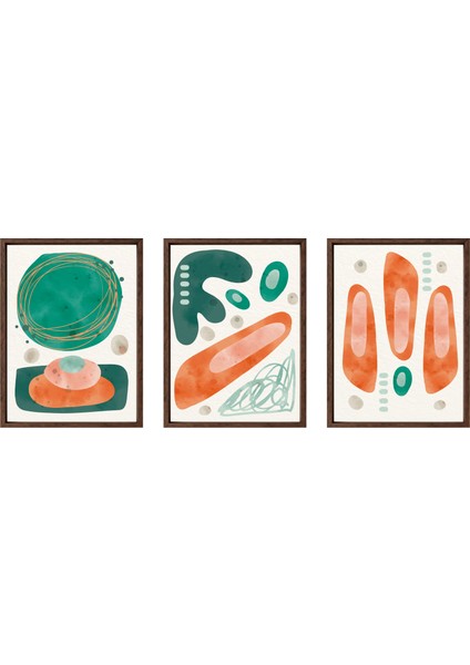 Bohem Tarz Mdf Plastik Çerçeveli 3'lu Dekoratif Tablo 126