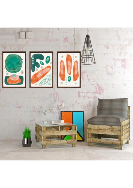Bohem Tarz Mdf Plastik Çerçeveli 3'lu Dekoratif Tablo 126 indirimleri