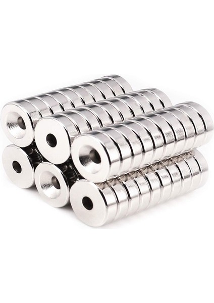 Havşa Delikli Neodyum Mıknatıs Dekoratif Magnet Güçlü Çekim 16 x 4 mm Delik Çapı 4.3 mm