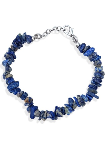 Simli Püskül Detaylı Fular Şal Lapis Lazuli Bileklik & Kolye Set Anneler Günü Doğum Günü Hediye Mavi