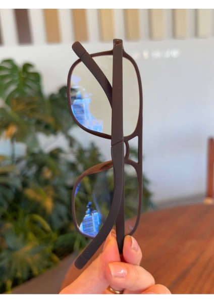 Buena Kahverengi Mat Çift Köprülü Mavi Işık Korumalı Gözlük modelleri