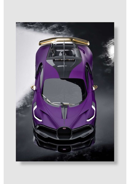 Purple Bugatti Divo - Top View Araba Poster Çerçevesiz Yüksek Kalite Araba Afiş Duvar Poster