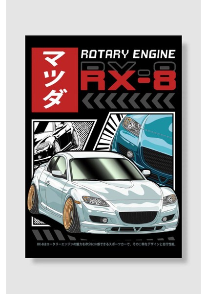 Jdm Mazda R x -8 Rotary Engine Araba Poster Çerçevesiz Yüksek Kalite Araba Afiş Duvar Poster