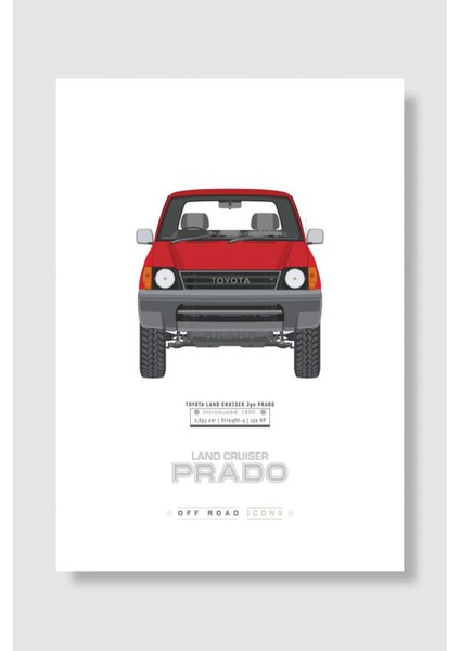 Land Cruiser Prado Super Red Araba Poster Çerçevesiz Yüksek Kalite Araba Afiş Duvar Poster