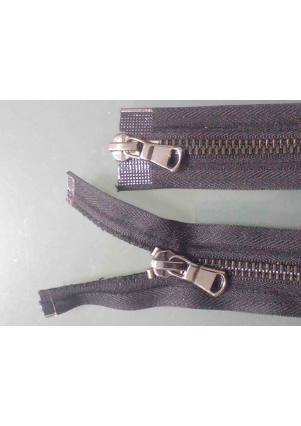 69 cm 1 Adet Parlak Koyu Diş Rengi 5 No Metal Çift Kafalı Kombi Fermuar Siyah Renk